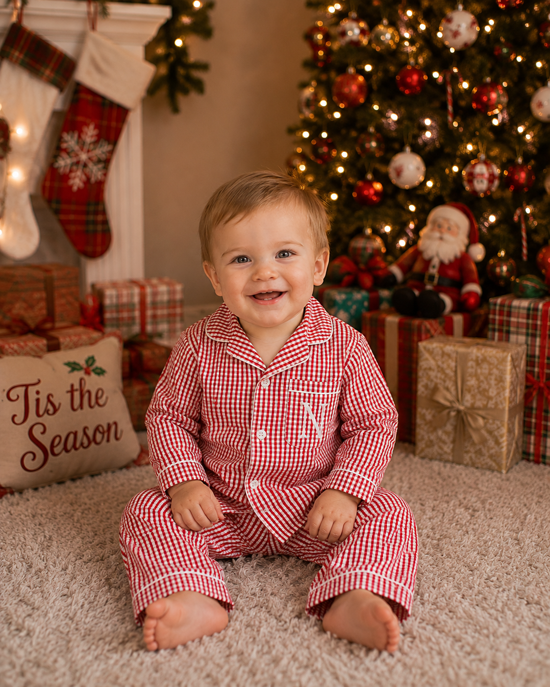 Unisex Red Gingham Pyjamas