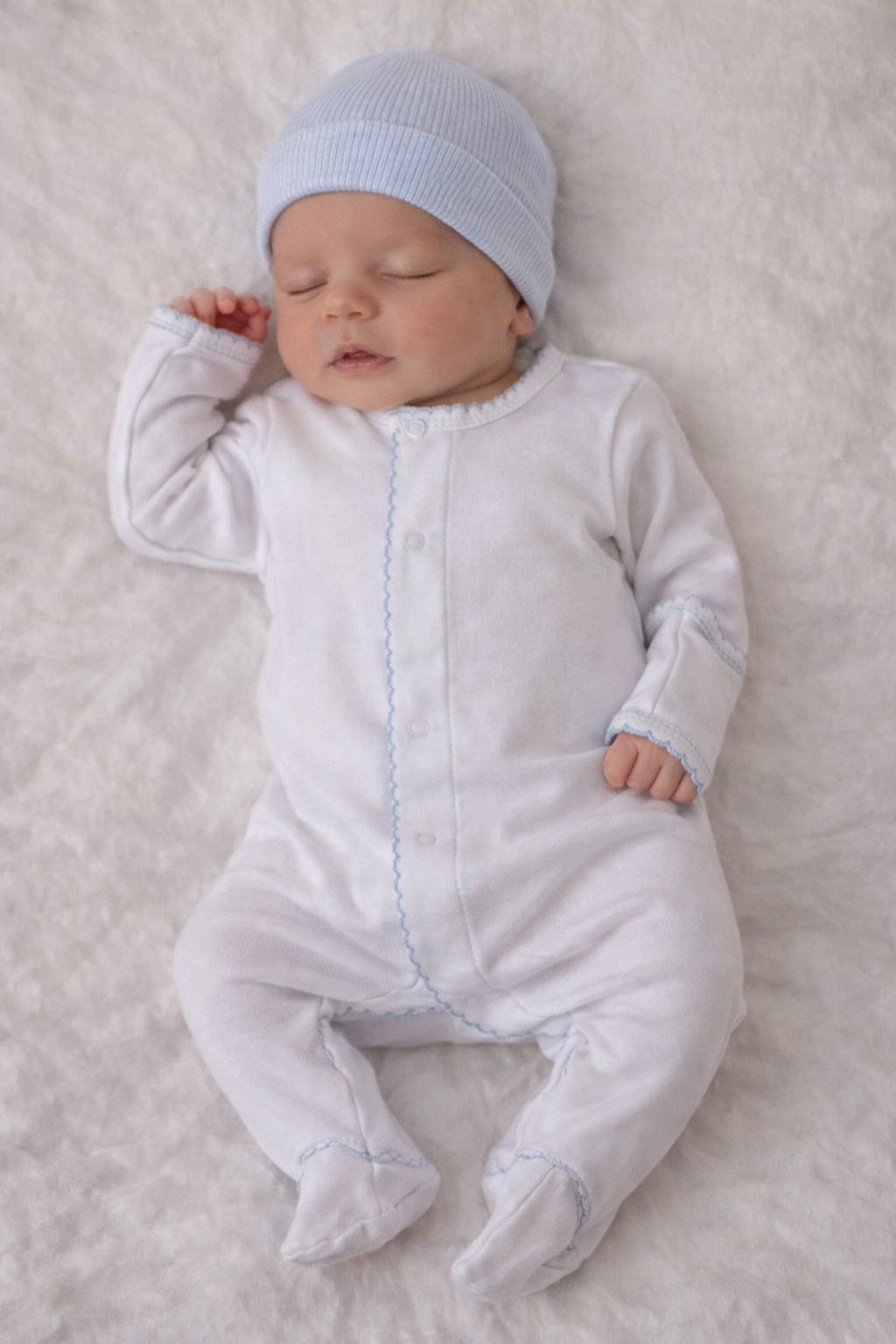 Baby Sleepsuit with Picot Trim