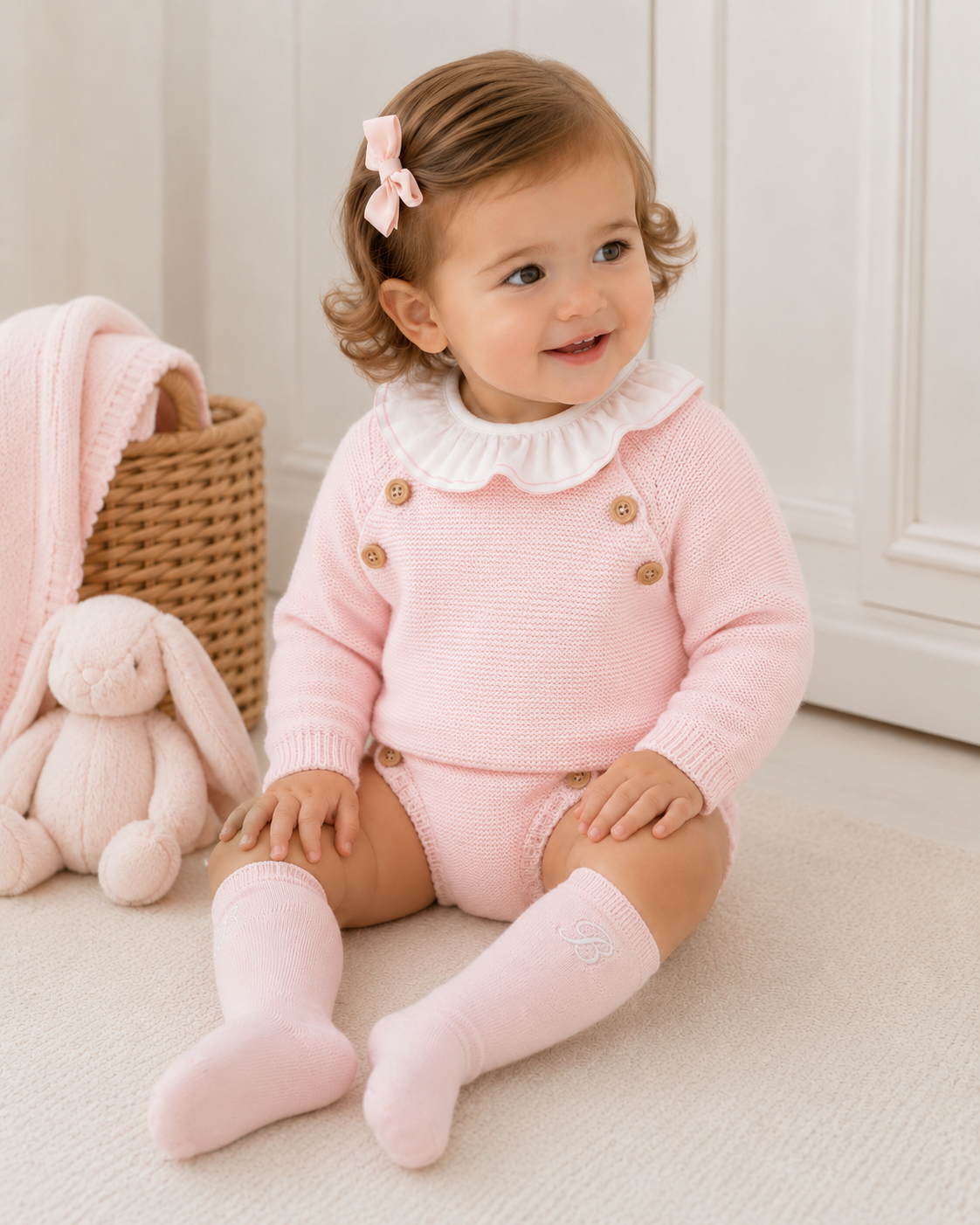 Pink Knitted Jumper Jam Pant Set