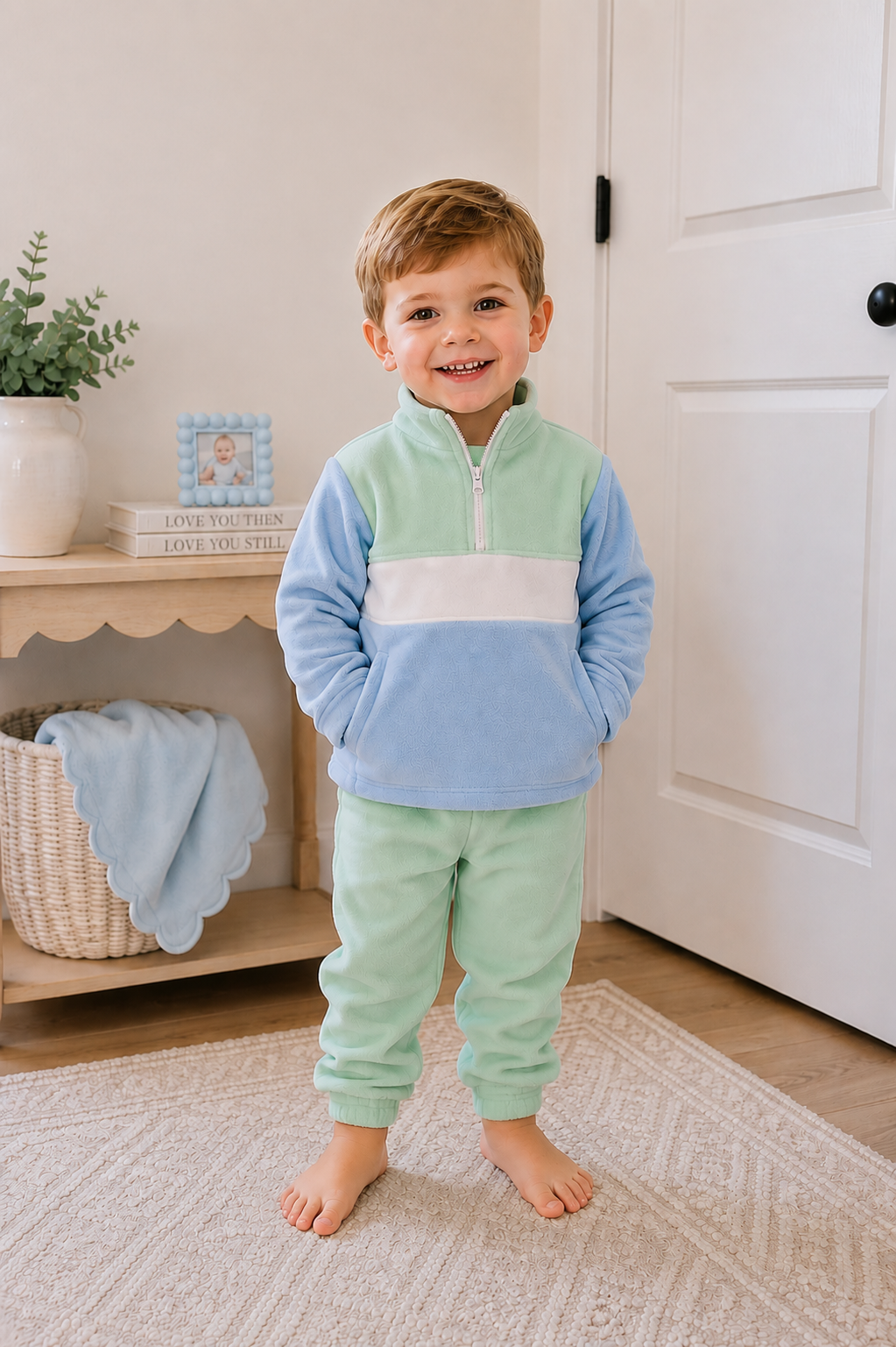 Fleece Mint and Blue Tracksuit
