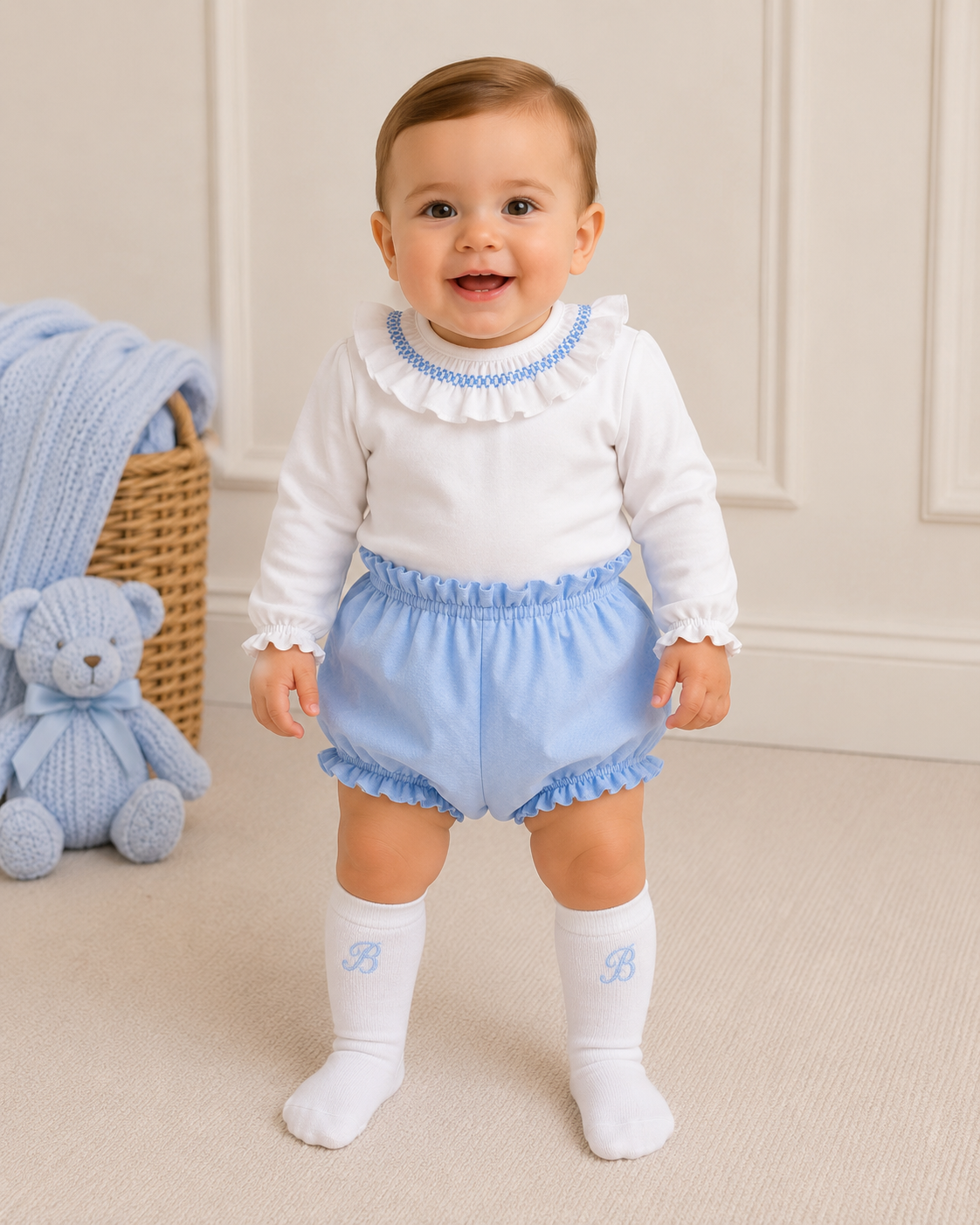 Baby Blue Pique Bloomer