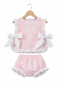 Girls Pink and White Apron Set