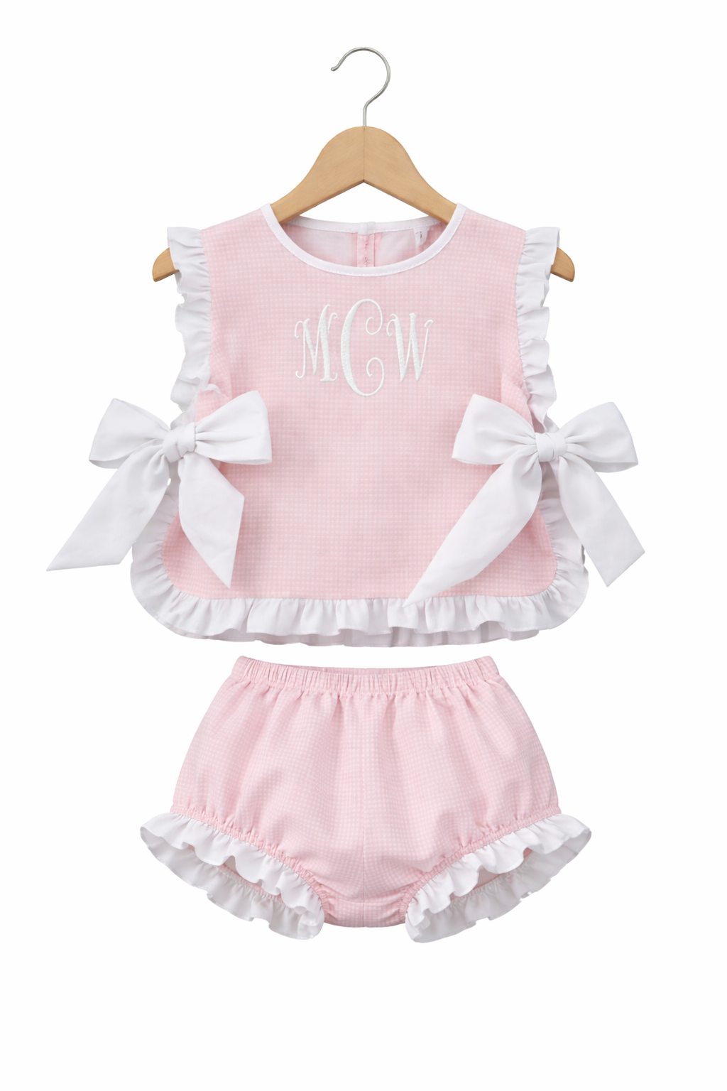 Girls Pink and White Apron Set
