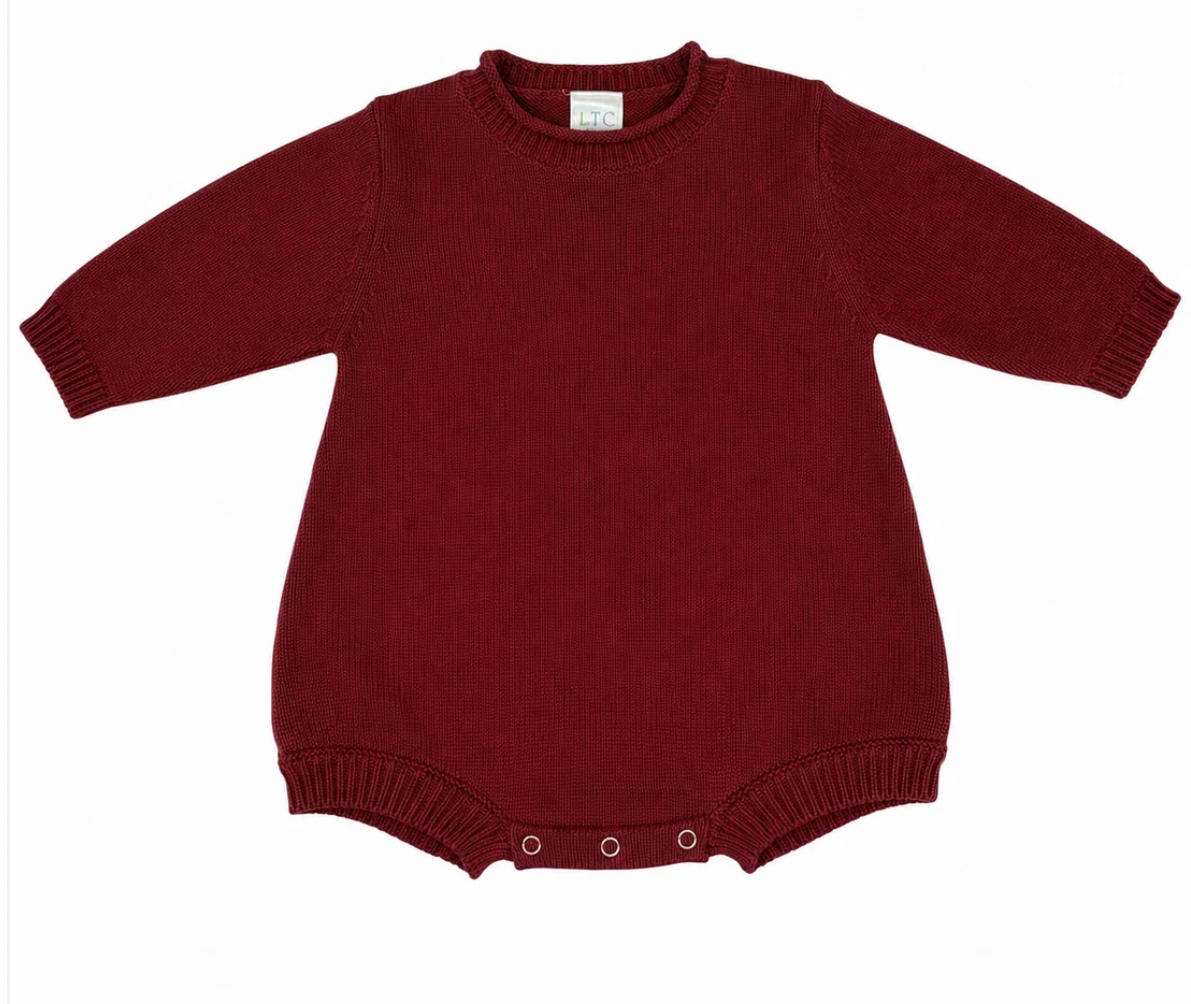 Burgundy Boys Knit Romper