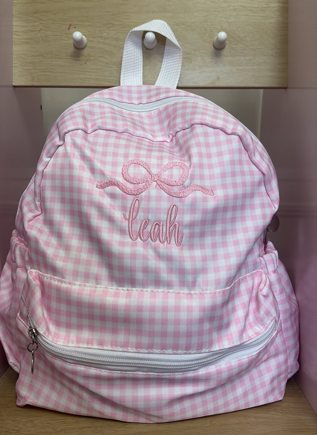 Girls Pink And White Backpack