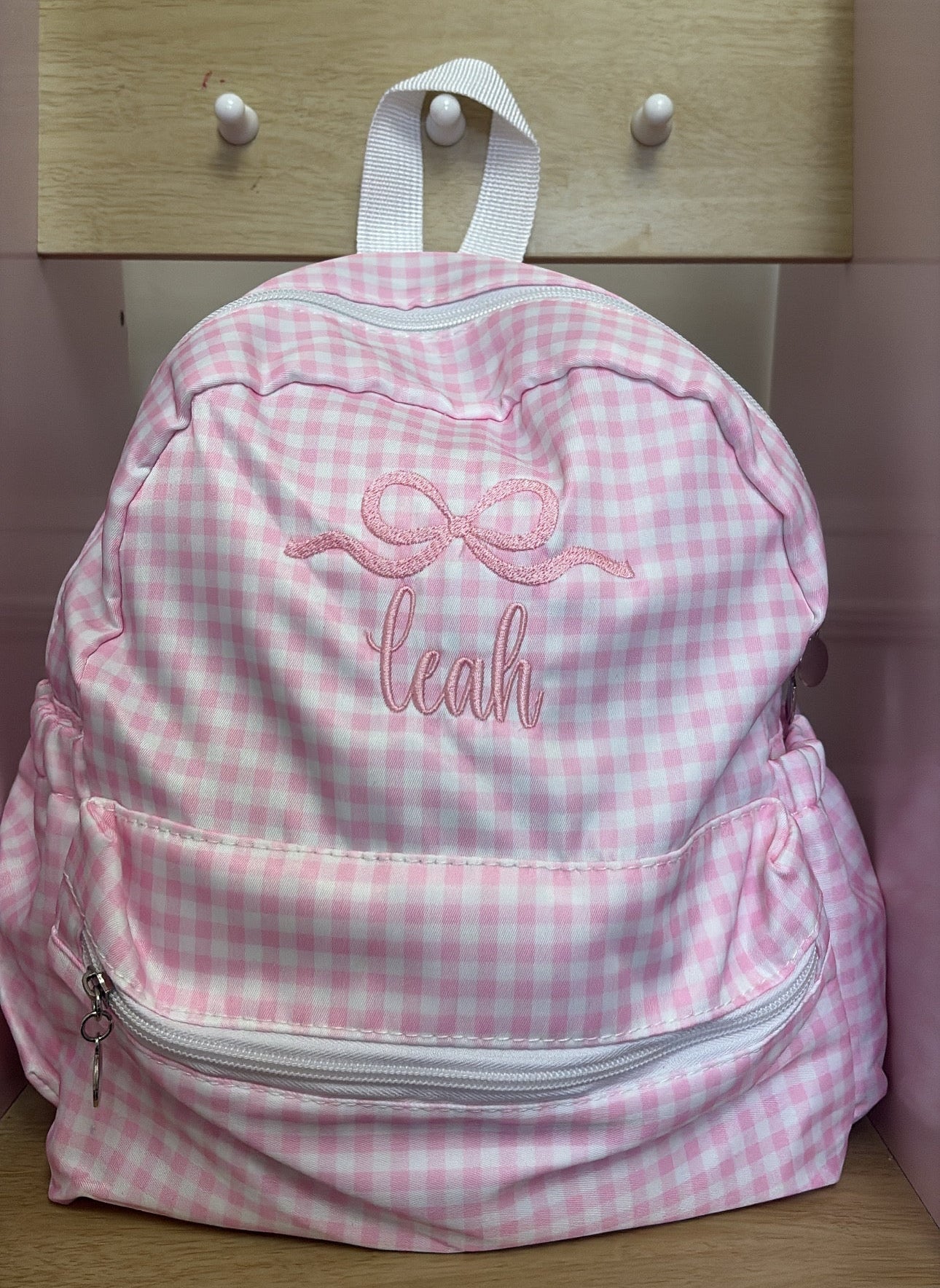 Girls Pink And White Backpack