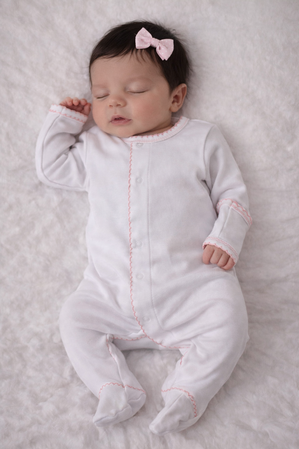 Baby Sleepsuit with Picot Trim