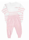 Organic Cotton Baby Pink and White Knit Set