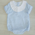 Boys Stripe Blue and White Bib Romper