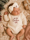 Ivory Frill Shoulder Knitted Romper