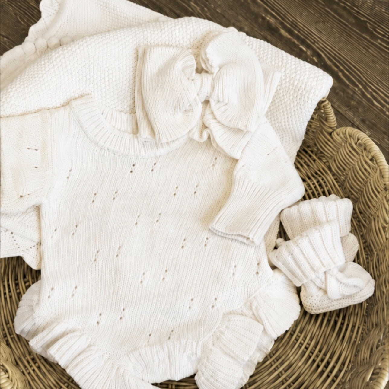 Pointelle Ivory Knit Romper