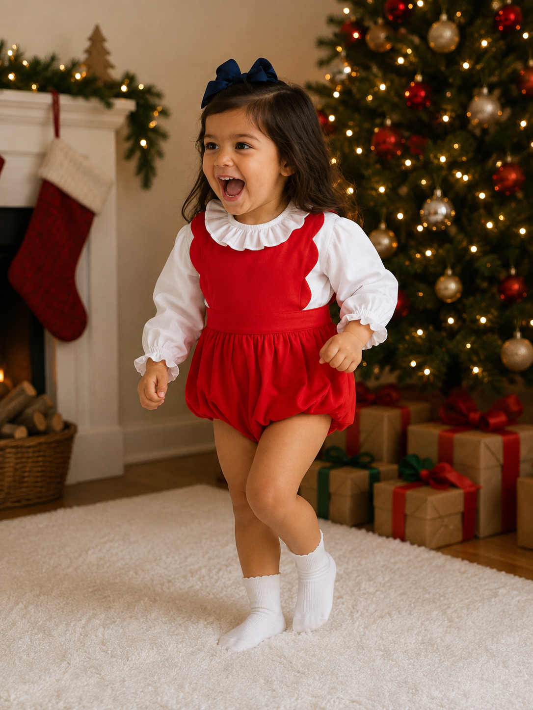 Girls Red Cord Romper