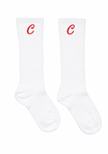 White Socks Embroidery Red or Burgundy