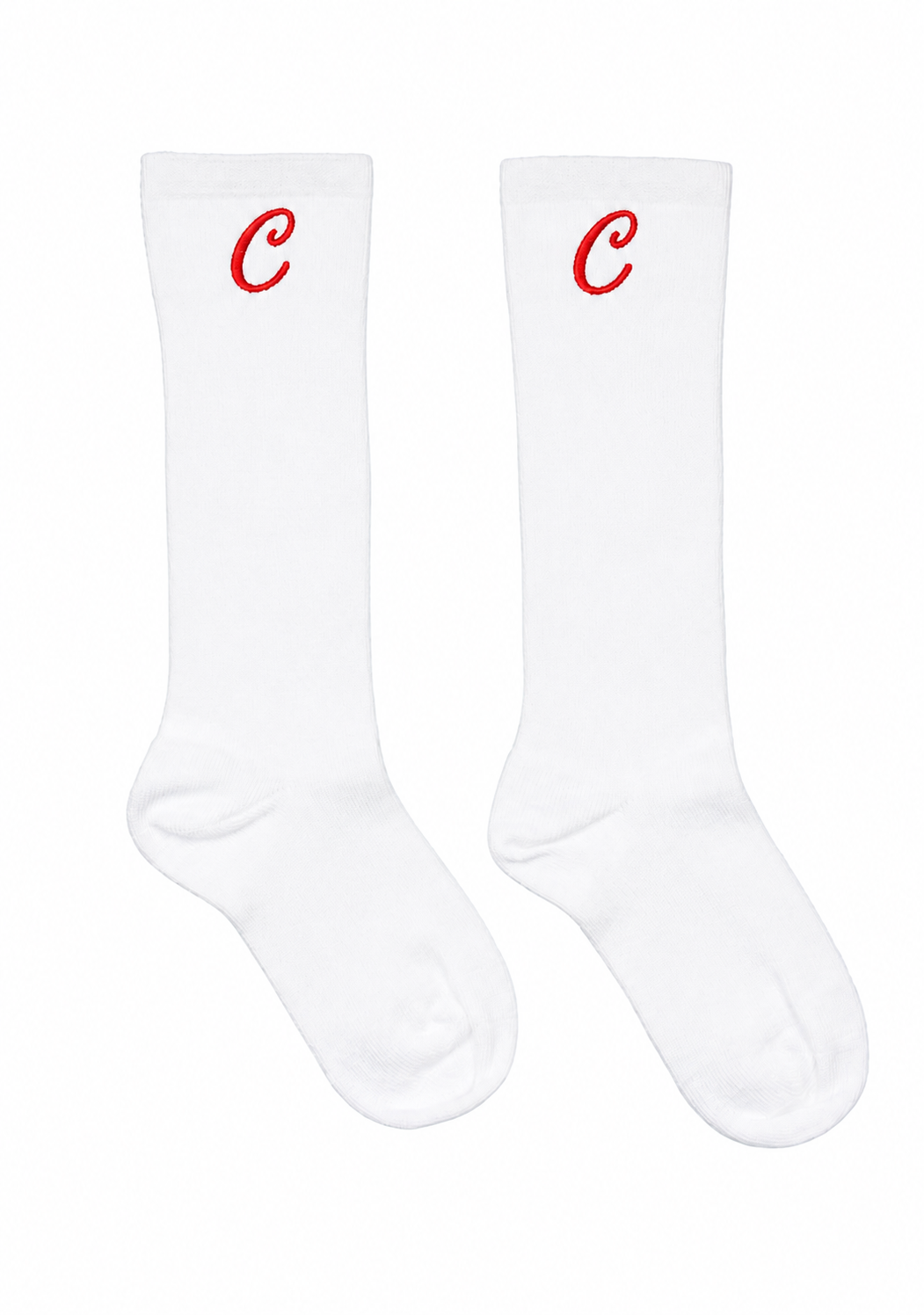 White Socks Embroidery Red or Burgundy
