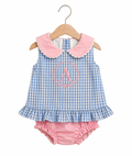 Girls Gingham Contrast Set Blue