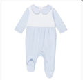 Baby Boy Blue White Panel Sleepsuit